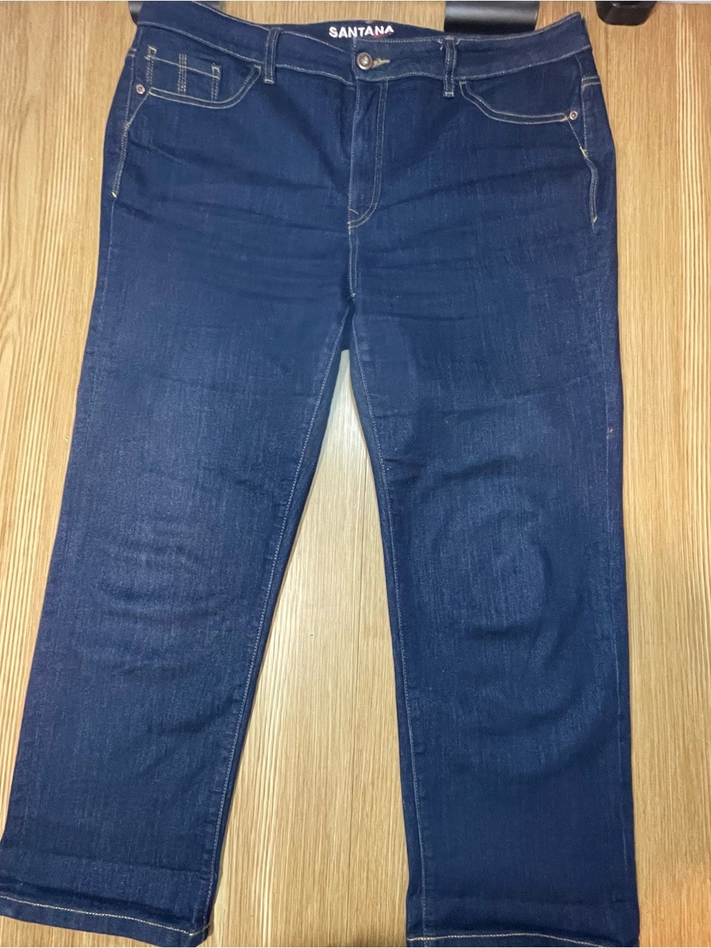 SANTANA Jeans Women Size 16 High Rise Straight Wide Leg Dark Wash Stretch Blue